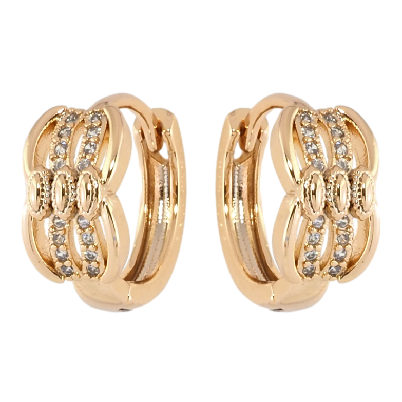 Серьги Xuping Позолота 18K колечки Декоративный узор с цирконием фото №1 Серьги Xuping Позолота 18K колечки Декоративный узор с цирконием фото №1
