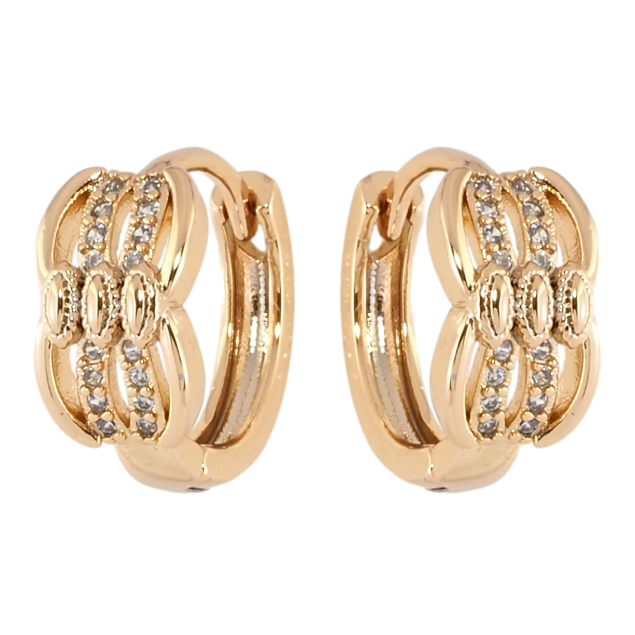Сережки Xuping Позолота 18K колечка Декоративний візерунок із цирконієм фото №1