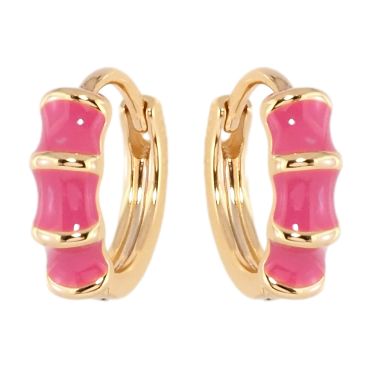 Сережки Xuping Позолота 18K колечка Візерунок з рожевою емаллю фото №4 Сережки Xuping Позолота 18K колечка Візерунок з рожевою емаллю фото №4