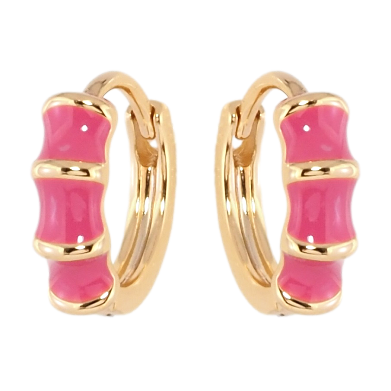 Серьги Xuping Позолота 18K колечки Узор с розовой эмалью фото №1 Серьги Xuping Позолота 18K колечки Узор с розовой эмалью фото №1