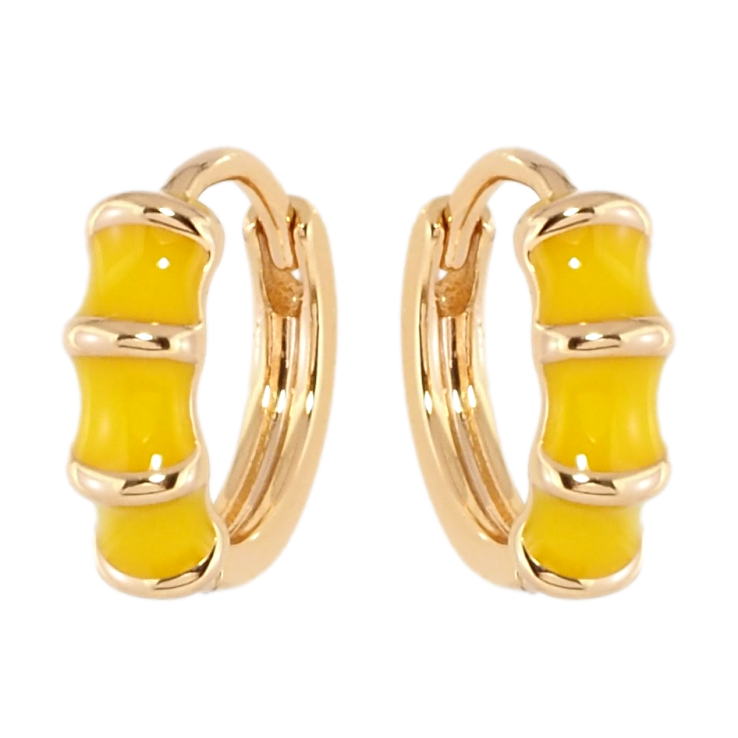 Сережки Xuping Позолота 18K колечка Візерунок з жовтою емаллю фото №5 Сережки Xuping Позолота 18K колечка Візерунок з жовтою емаллю фото №5