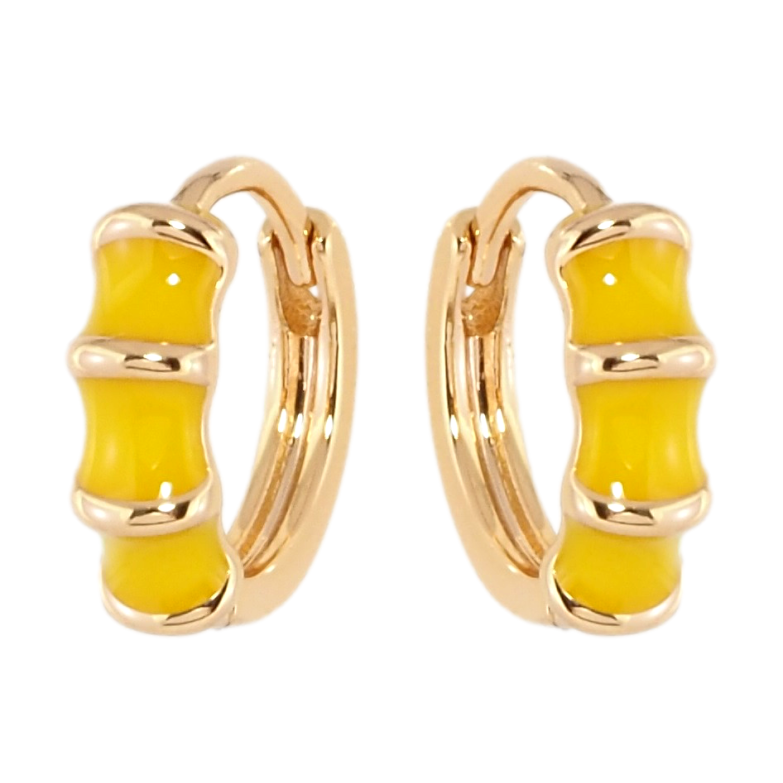 Серьги Xuping Позолота 18K колечки Узор с желтой эмалью фото №4 Серьги Xuping Позолота 18K колечки Узор с желтой эмалью фото №4