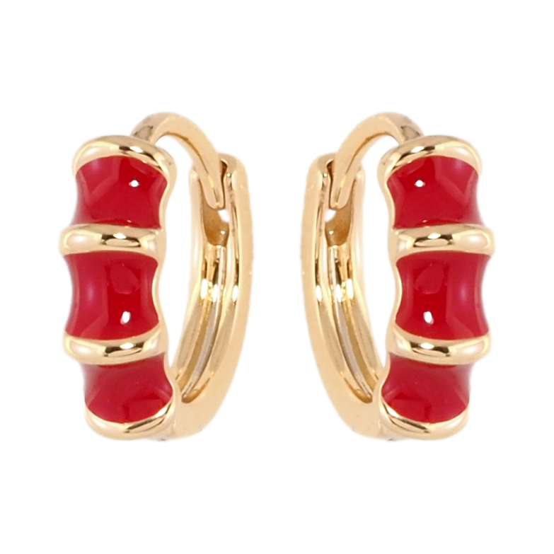 Сережки Xuping Позолота 18K колечка Візерунок з червоною емаллю фото №1 Сережки Xuping Позолота 18K колечка Візерунок з червоною емаллю фото №1