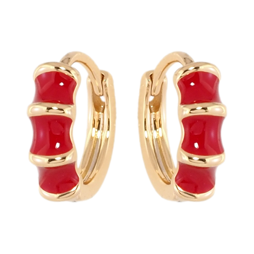 Сережки Xuping Позолота 18K колечка Візерунок з червоною емаллю фото №1