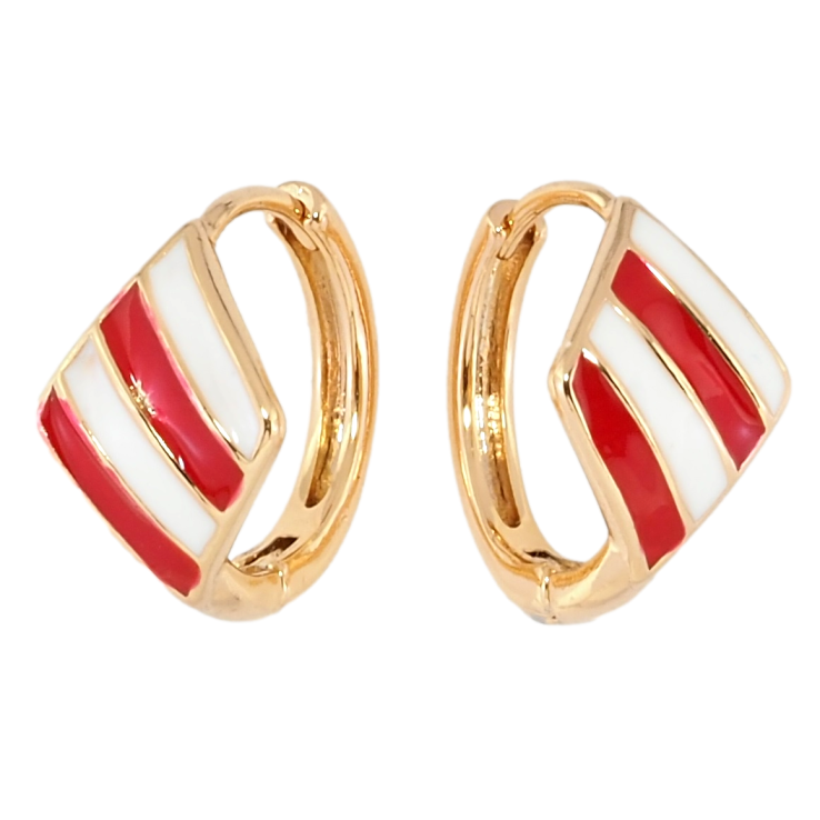 Сережки Xuping Позолота 18K колечка Ромби з червоно-білою емаллю на один бік фото №13 Сережки Xuping Позолота 18K колечка Ромби з червоно-білою емаллю на один бік фото №13