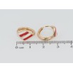 Сережки Xuping Позолота 18K колечка Ромби з червоно-білою емаллю на один бік фото №2 Сережки Xuping Позолота 18K колечка Ромби з червоно-білою емаллю на один бік фото №2