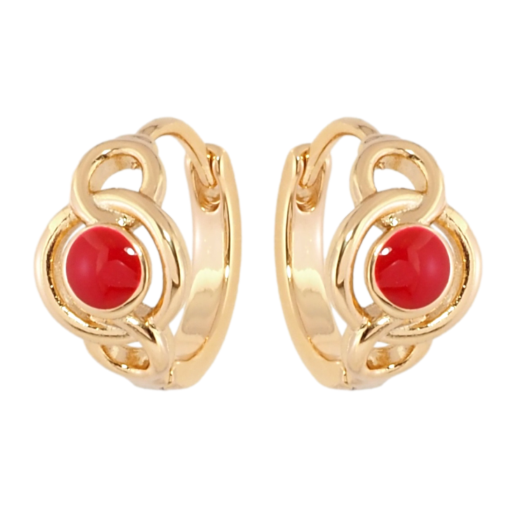 Сережки Xuping Позолота 18K колечка Візерунок із червоною емаллю фото №17 Сережки Xuping Позолота 18K колечка Візерунок із червоною емаллю фото №17