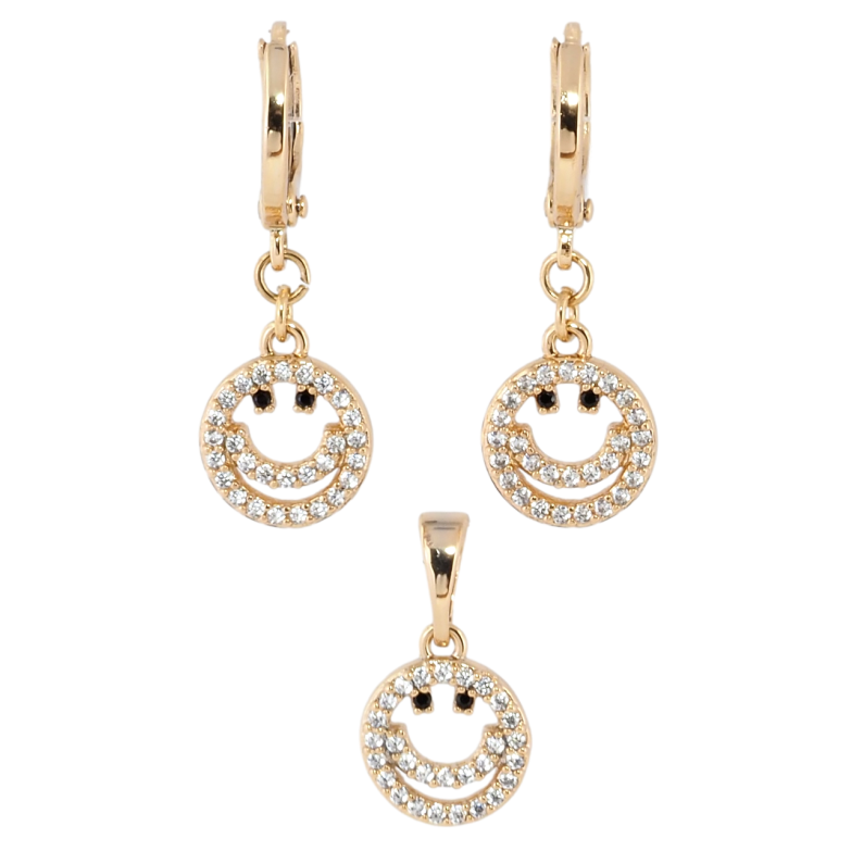 Набор Xuping Позолота 18K Серьги Кулон Смайлы с цирконием фото №1
