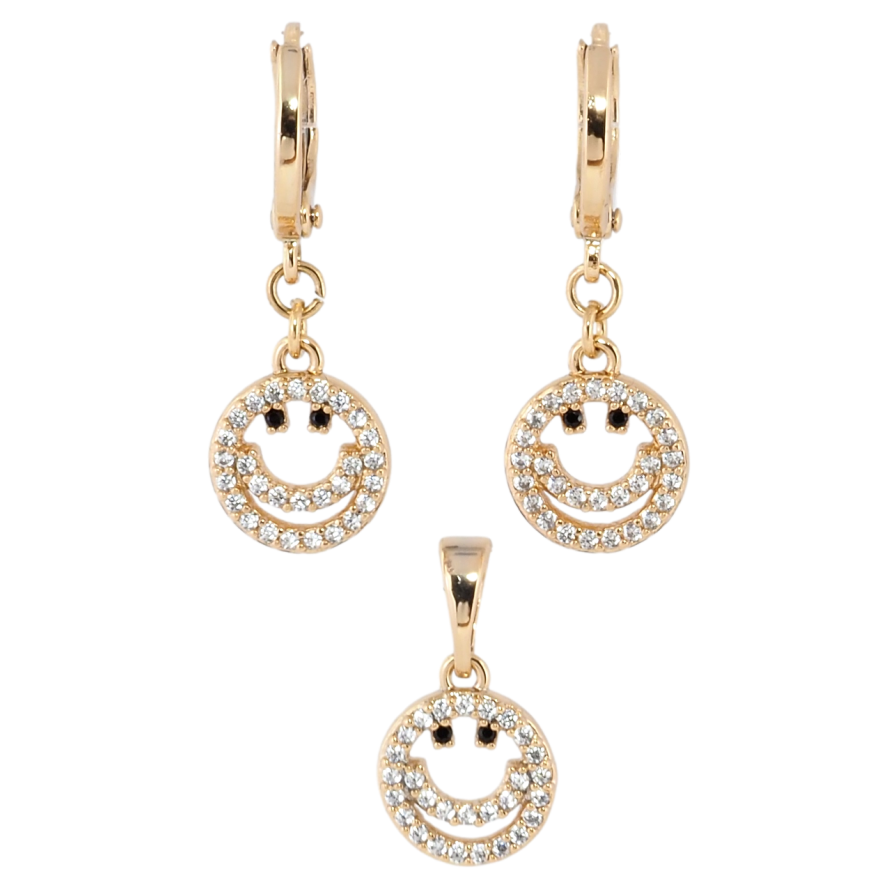 Набор Xuping Позолота 18K Серьги Кулон Смайлы с цирконием фото №1
