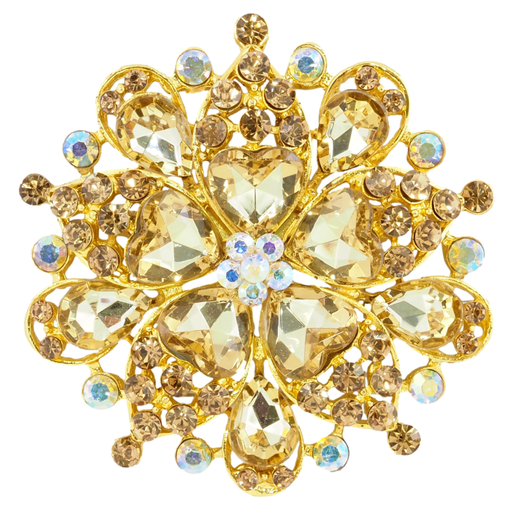 Брошка Квітка з золотистих страз фото №10 Брошка Квітка з золотистих страз фото №10