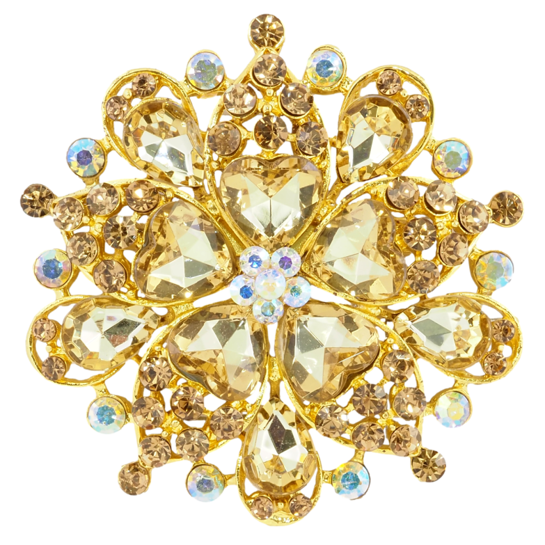 Брошь Цветок из золотистых страз фото №2