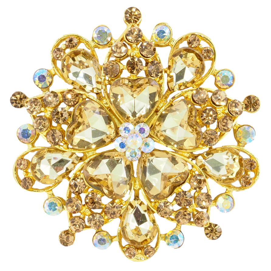 Брошь Цветок из золотистых страз фото №1 Брошь Цветок из золотистых страз фото №1