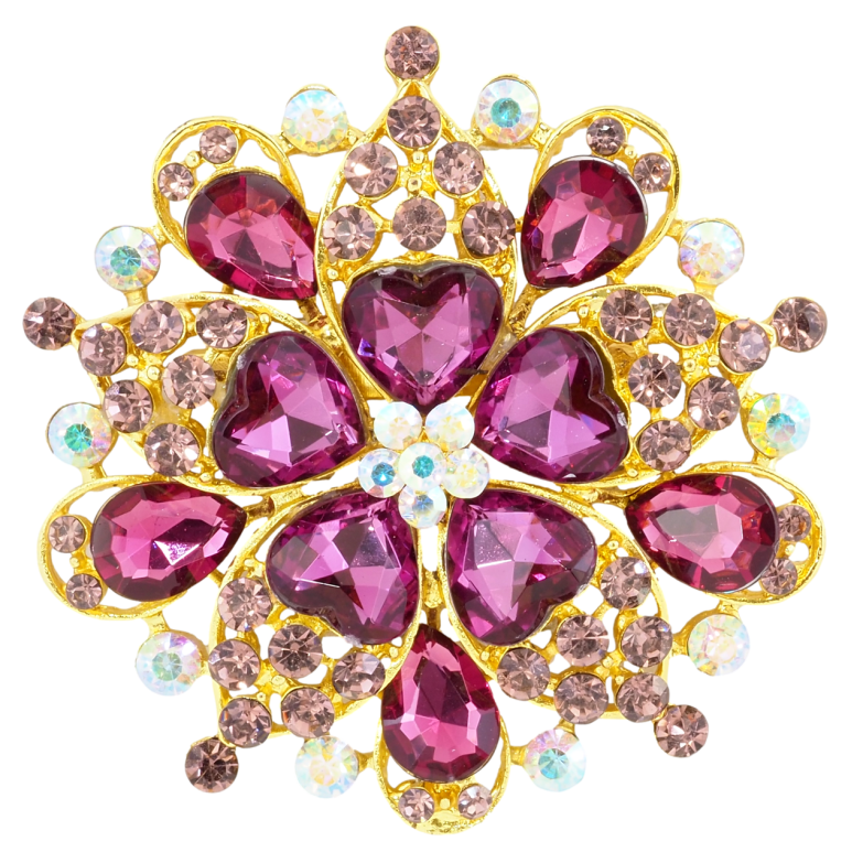 Брошь Цветок из бордовых страз фото №1