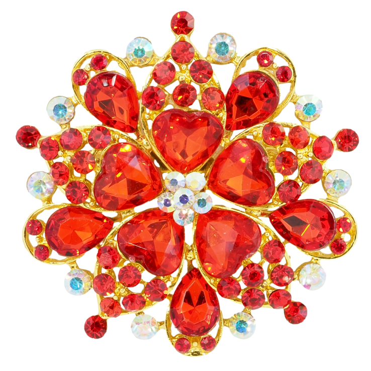 Брошка Квітка з червоних страз фото №6 Брошка Квітка з червоних страз фото №6