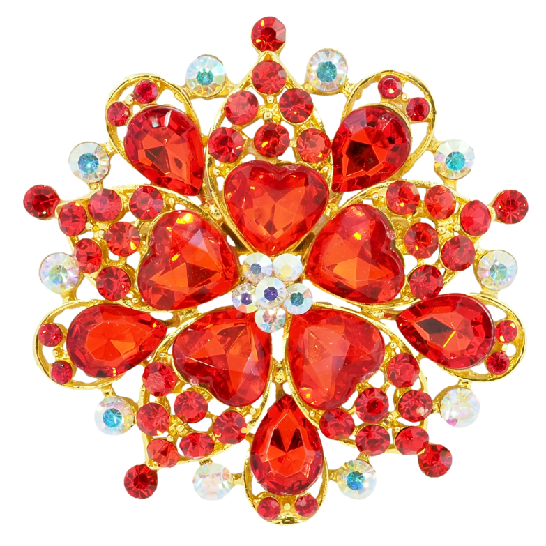 Брошка Квітка з червоних страз фото №1