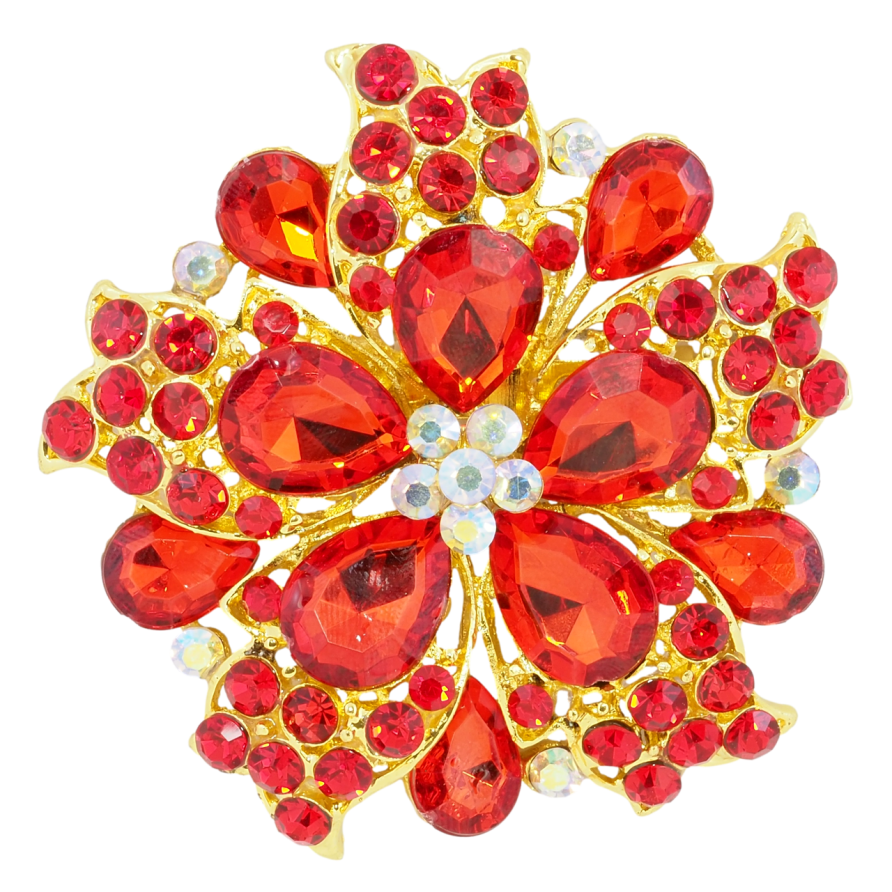 Брошка Квітка з червоних страз фото №1 Брошка Квітка з червоних страз фото №1