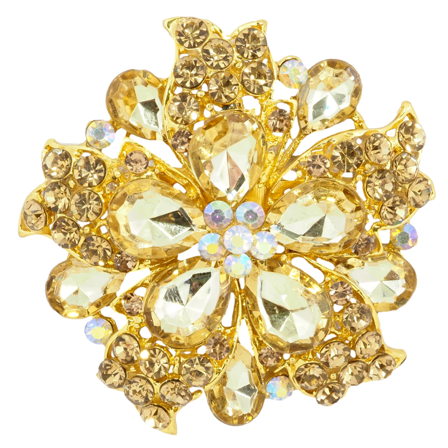 Брошь Цветок с золотистых страз фото №1 Брошь Цветок с золотистых страз фото №1