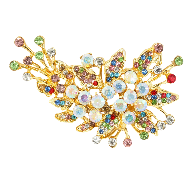 Брошка Композиція з різнокольоровими стразами фото №1