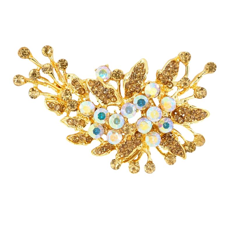 Брошь Композиция с золотистыми стразами фото №1 Брошь Композиция с золотистыми стразами фото №1