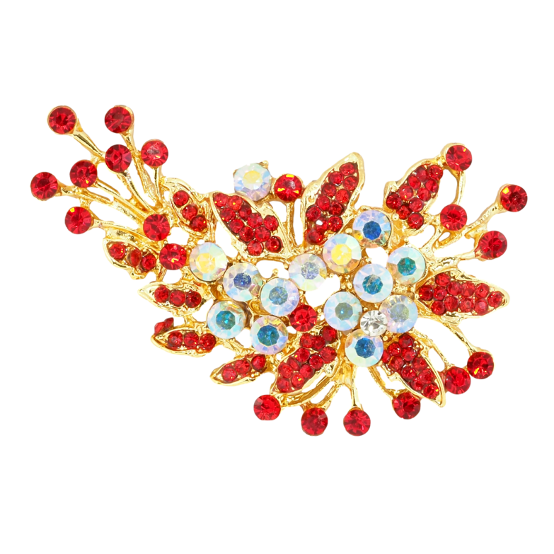 Брошка Композиція з червоними стразами фото №1 Брошка Композиція з червоними стразами фото №1