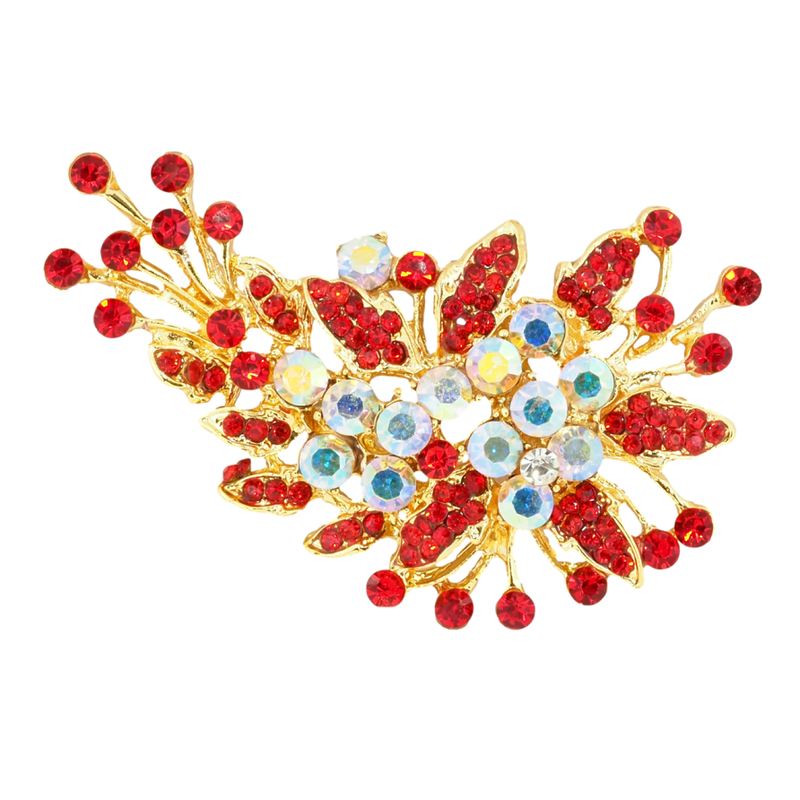 Брошка Композиція з червоними стразами фото №1 Брошка Композиція з червоними стразами фото №1