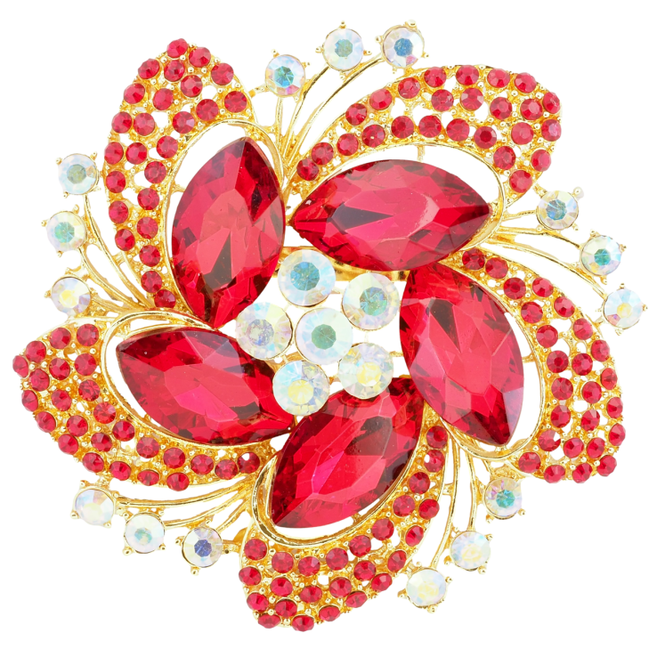 Брошка Велика квітка з червоними стразами фото №19 Брошка Велика квітка з червоними стразами фото №19