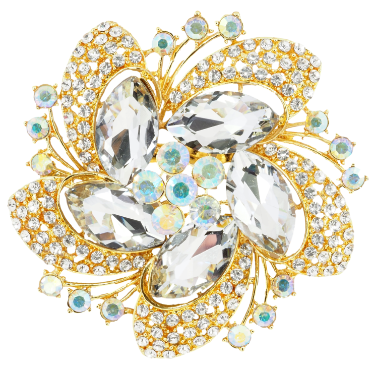 Брошка Велика квітка зі стразами фото №18 Брошка Велика квітка зі стразами фото №18