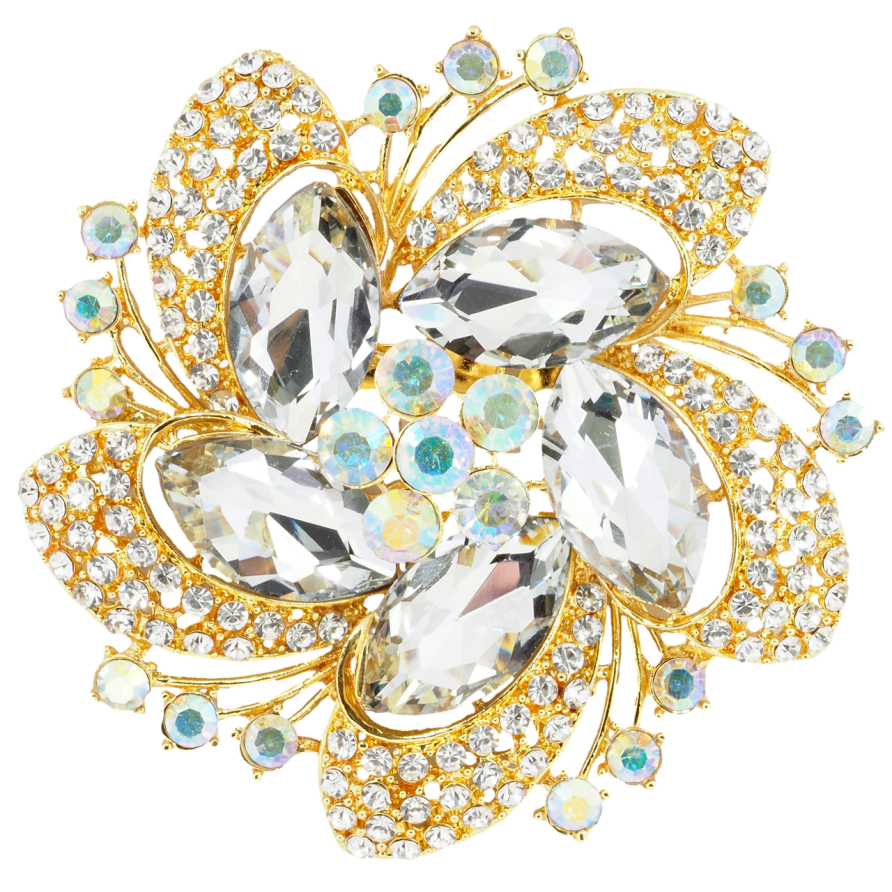 Брошка Велика квітка зі стразами фото №1