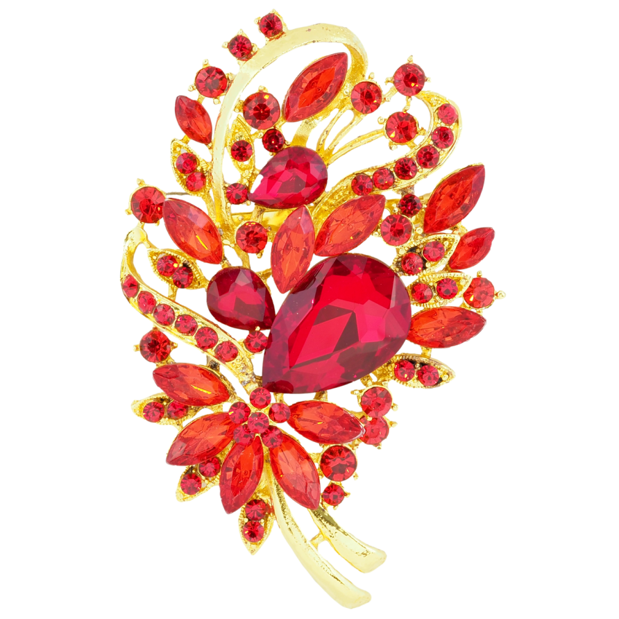 Брошка Композиція з червоними стразами фото №1 Брошка Композиція з червоними стразами фото №1