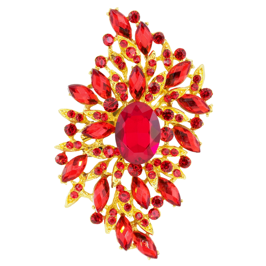 Брошка Композиція з червоними стразами фото №1 Брошка Композиція з червоними стразами фото №1