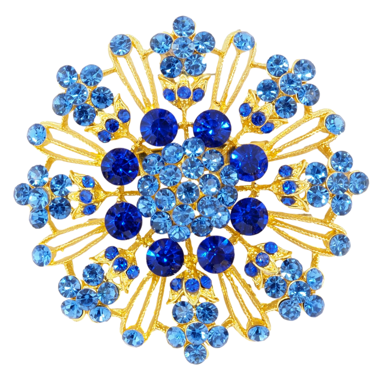 Брошка Сніжинка з синіми стразами фото №1 Брошка Сніжинка з синіми стразами фото №1