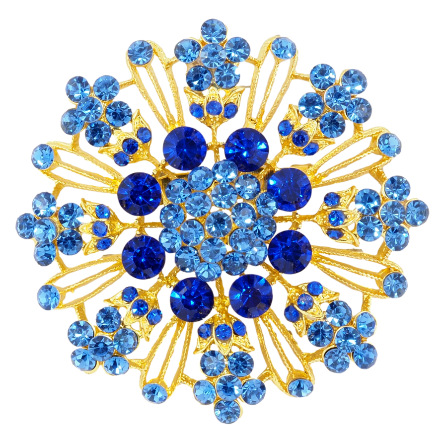 Брошка Сніжинка з синіми стразами фото №1 Брошка Сніжинка з синіми стразами фото №1