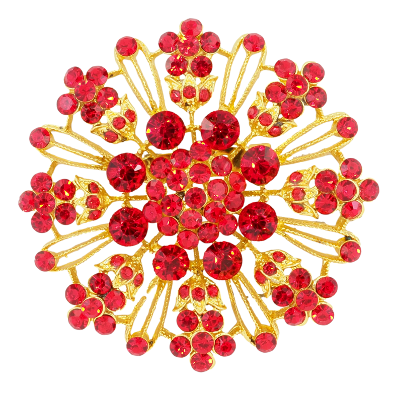 Брошь Снежинка с красными стразами фото №1 Брошь Снежинка с красными стразами фото №1