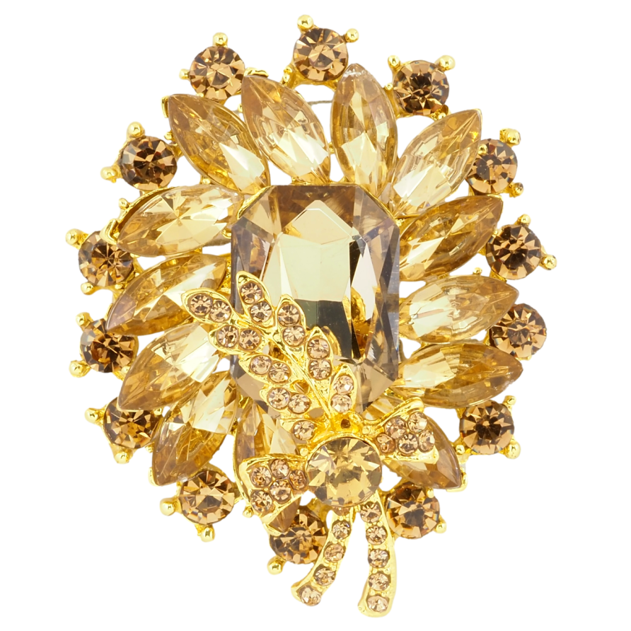 Брошка Композиція з золотистими стразами фото №1