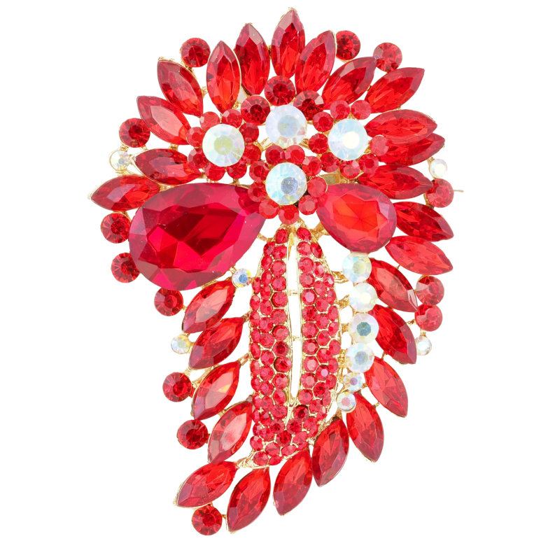 Брошь Большая композиция с красными стразами фото №1 Брошь Большая композиция с красными стразами фото №1