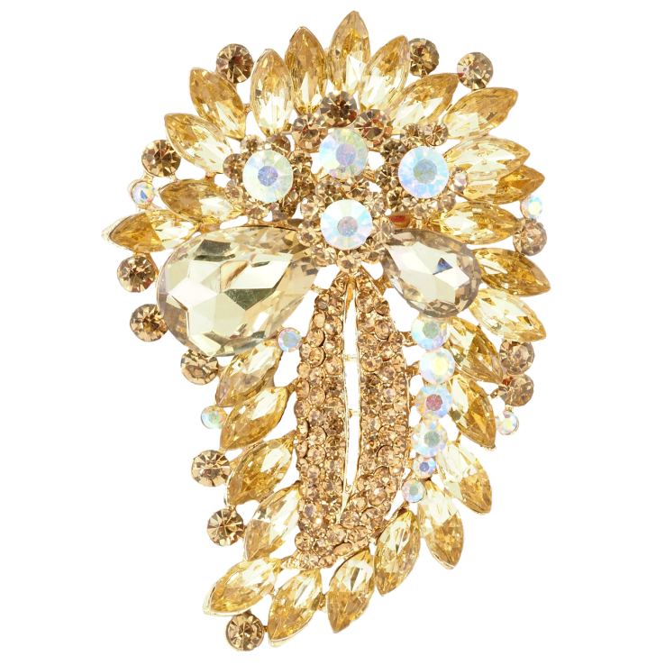 Брошка Велика композиція з золотистими стразами фото №16 Брошка Велика композиція з золотистими стразами фото №16