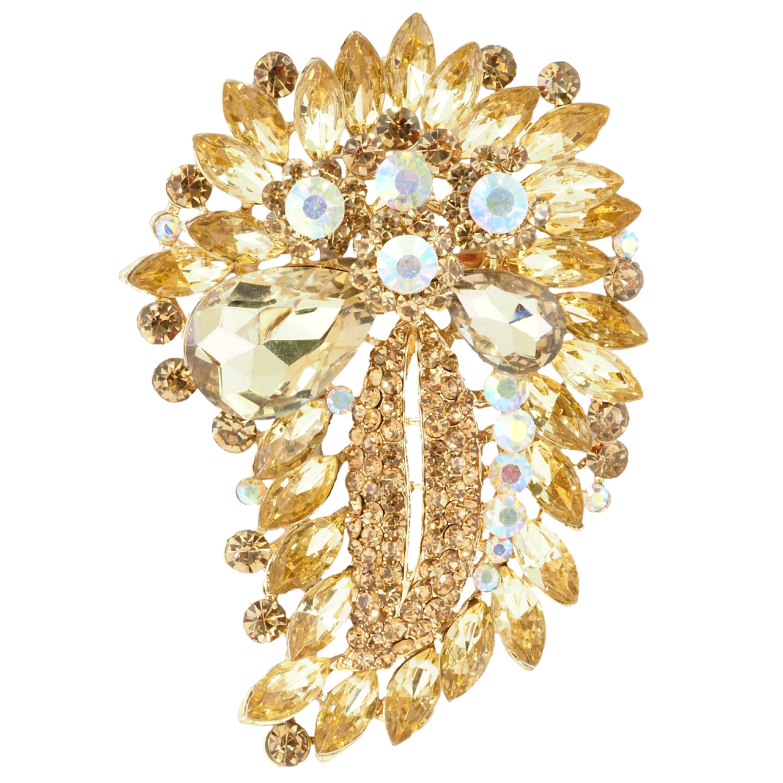 Брошка Велика композиція з золотистими стразами фото №1