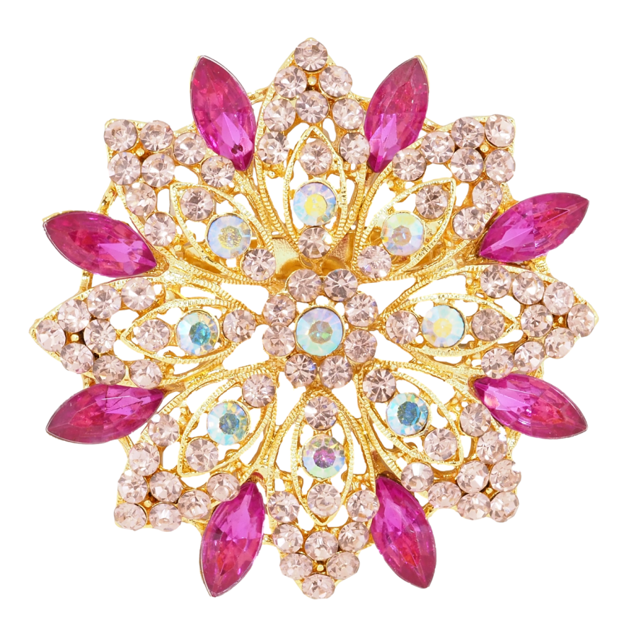 Брошка Квітка з рожевими стразами фото №1 Брошка Квітка з рожевими стразами фото №1