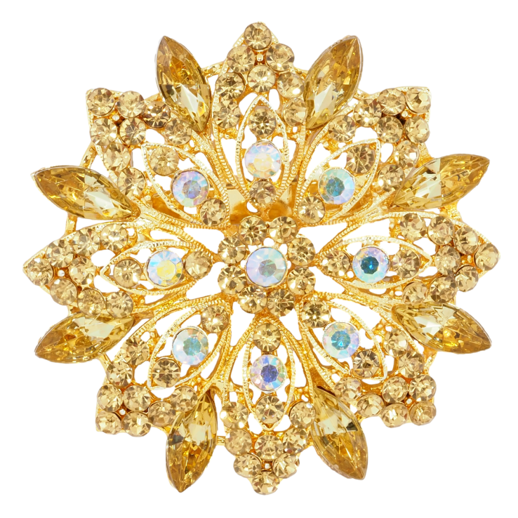Брошка Квітка з золотистими стразами фото №2 Брошка Квітка з золотистими стразами фото №2