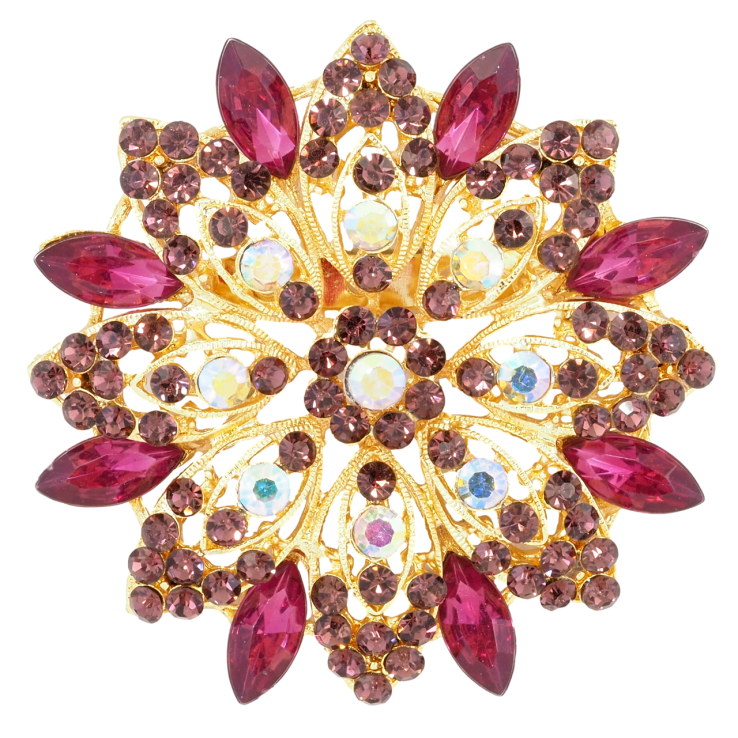 Брошка Квітка з бордовими стразами фото №12 Брошка Квітка з бордовими стразами фото №12