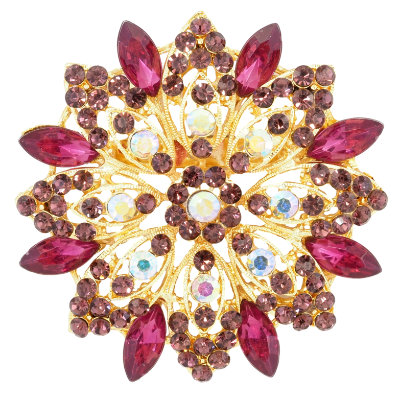 Брошь Цветок с бордовыми стразами фото №1 Брошь Цветок с бордовыми стразами фото №1
