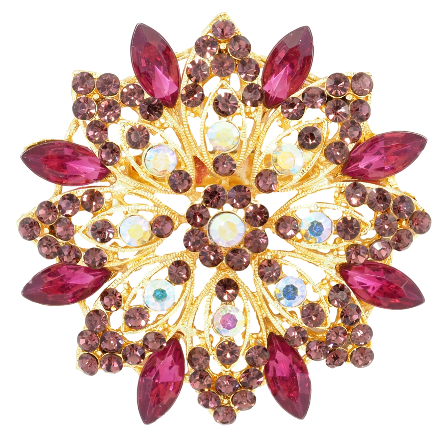 Брошка Квітка з бордовими стразами фото №1 Брошка Квітка з бордовими стразами фото №1