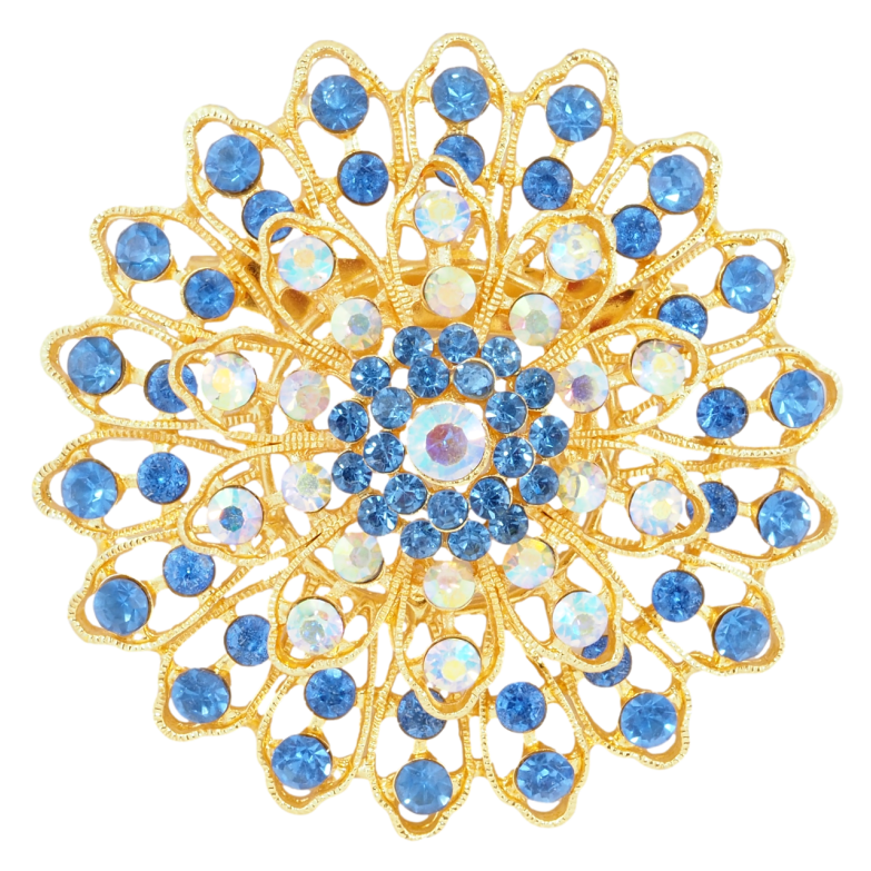 Брошка Квітка з синіми стразами ІРЖАВА ГОЛКА! фото №1 Брошка Квітка з синіми стразами ІРЖАВА ГОЛКА! фото №1