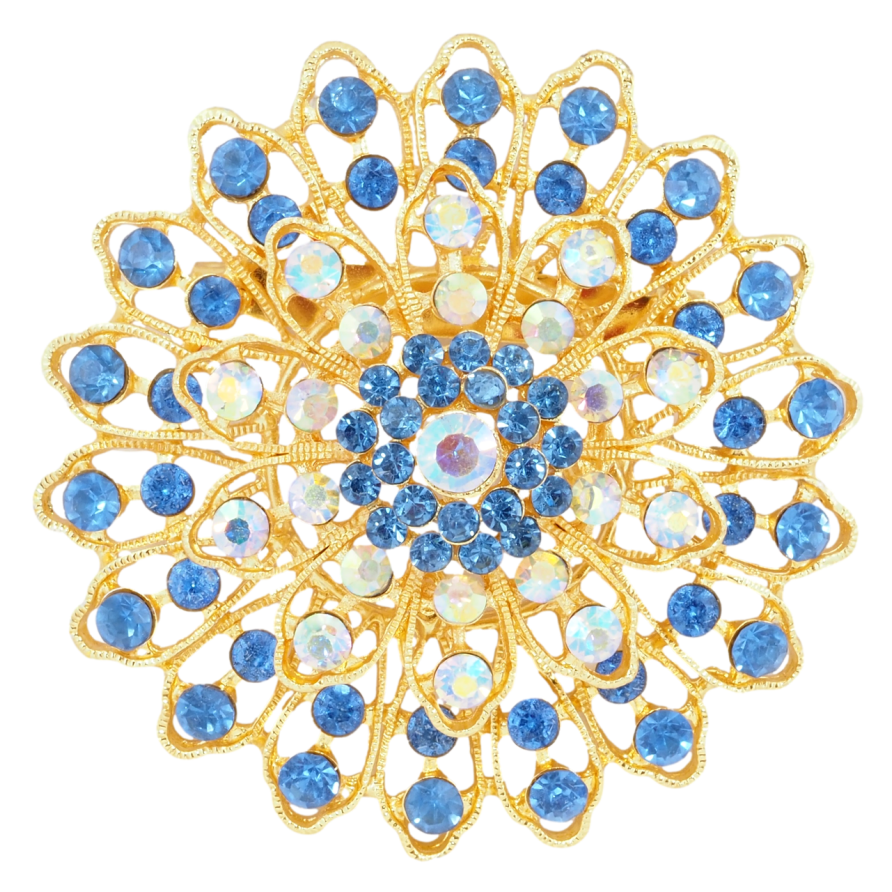 Брошь Цветок с синими стразами РЖАВАЯ ИГЛА! фото №1 Брошь Цветок с синими стразами РЖАВАЯ ИГЛА! фото №1