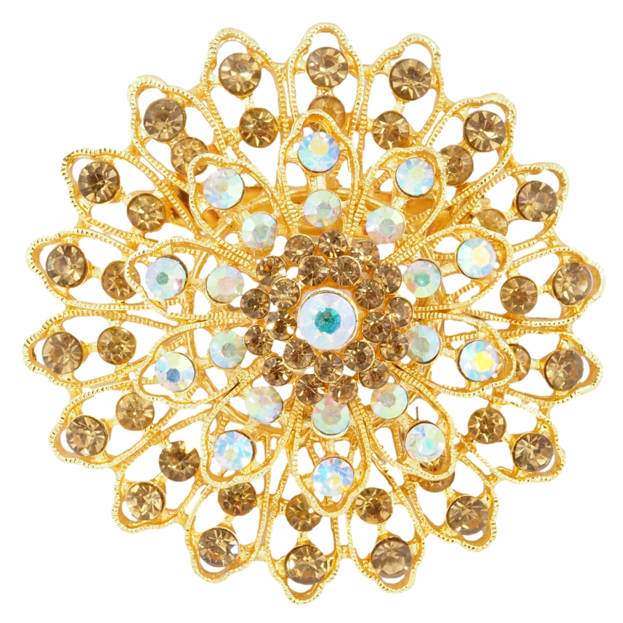 Брошка Квітка з золотистими стразами ІРЖАВА ГОЛКА! фото №1 Брошка Квітка з золотистими стразами ІРЖАВА ГОЛКА! фото №1