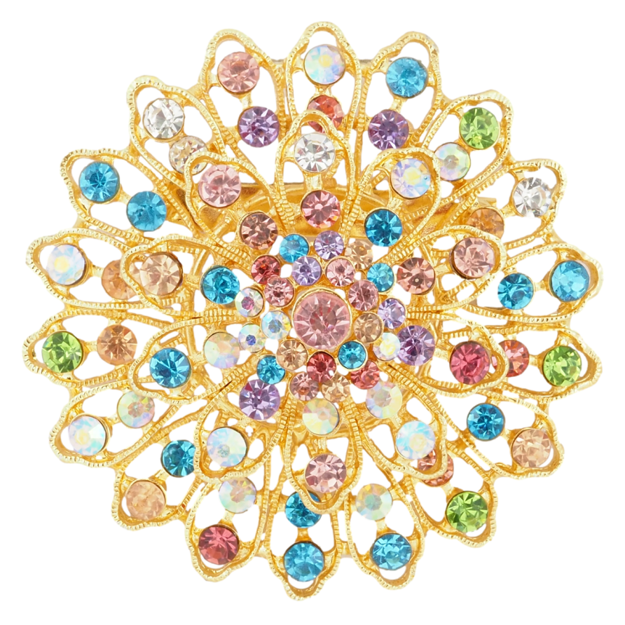 Брошка Квітка з різнокольоровими стразами ІРЖАВА ГОЛКА! фото №1 Брошка Квітка з різнокольоровими стразами ІРЖАВА ГОЛКА! фото №1