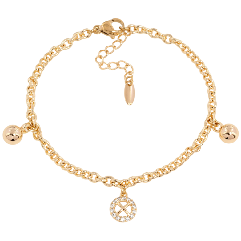 Браслет Xuping M&L Цвет 18К Цепочка с подвесками длина с доп.цепочкой 17.5-21см х 3мм фото №1