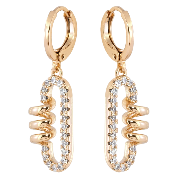 Серьги Xuping Позолота 18K подвески на колечках Декоративные подвески с цирконием фото №5