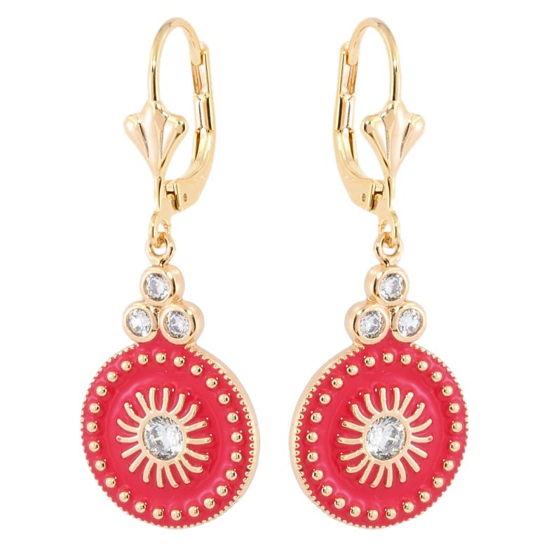 Серьги Xuping Позолота 18K французский замок Декоративные подвески с розовой эмалью фото №1 Серьги Xuping Позолота 18K французский замок Декоративные подвески с розовой эмалью фото №1