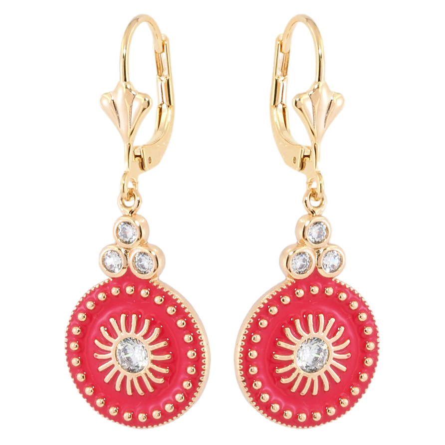 Сережки Xuping Позолота 18K французький замок Декоративні підвіски з рожевою емаллю фото №1 Сережки Xuping Позолота 18K французький замок Декоративні підвіски з рожевою емаллю фото №1